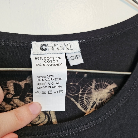 Chagall Funky Beaded Detailing Graphic Tee With Rhinestones and Faux Fur - Picture 5 of 7